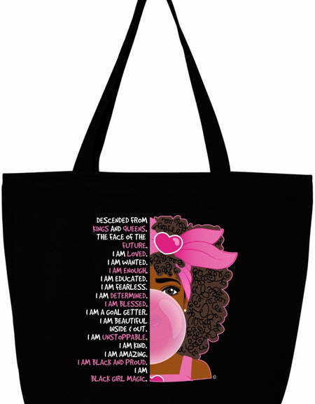 Bubblegum Girl Black Excellence Tote Bags